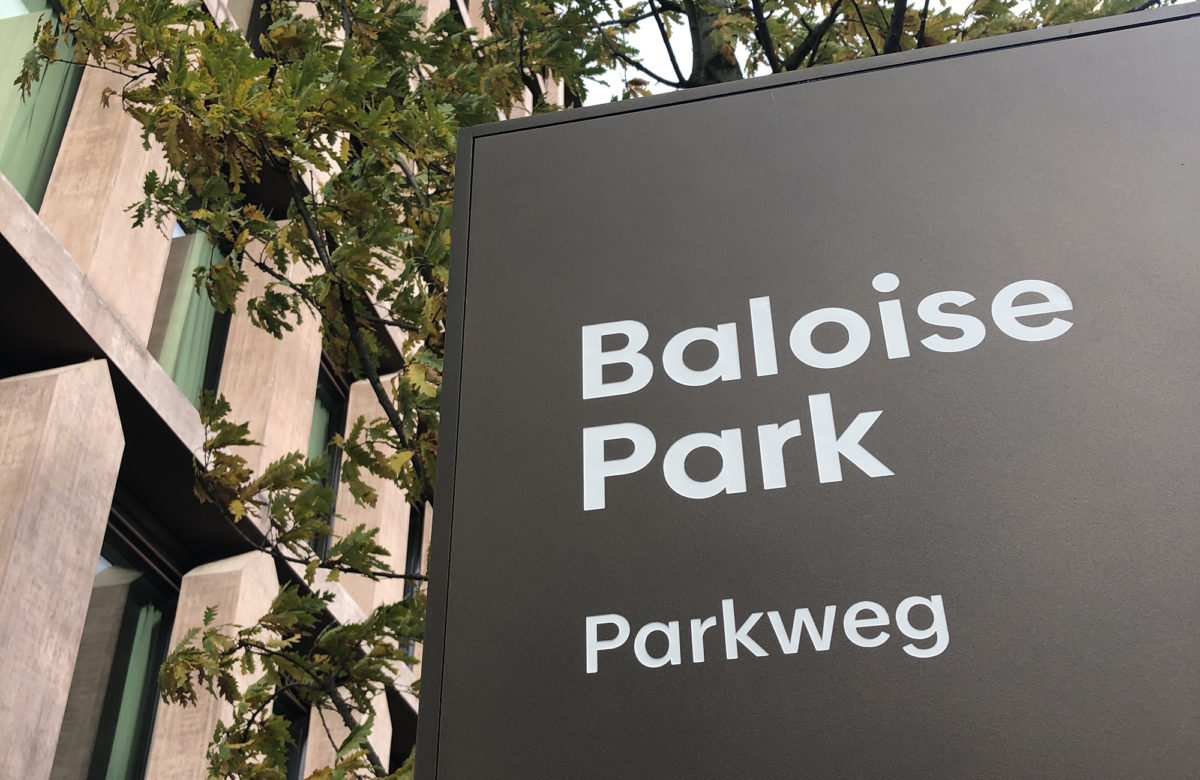 Rebranding Baloise – neue Frontplatten für die Stelen Baloise Park